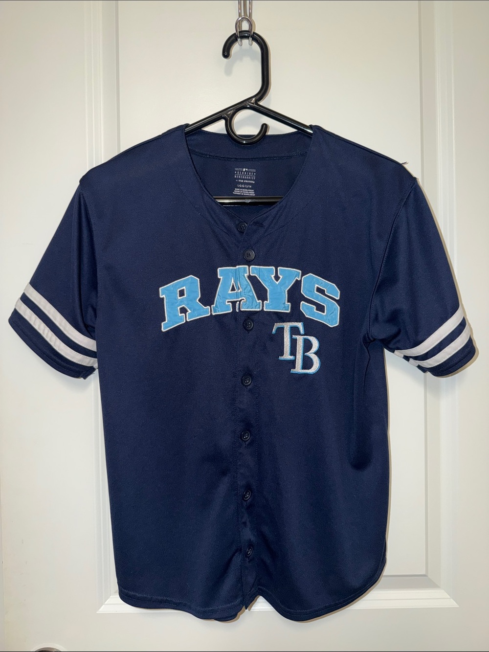 Tampa Bay RAYS Button-Up Jersey with Light Blue Accents
